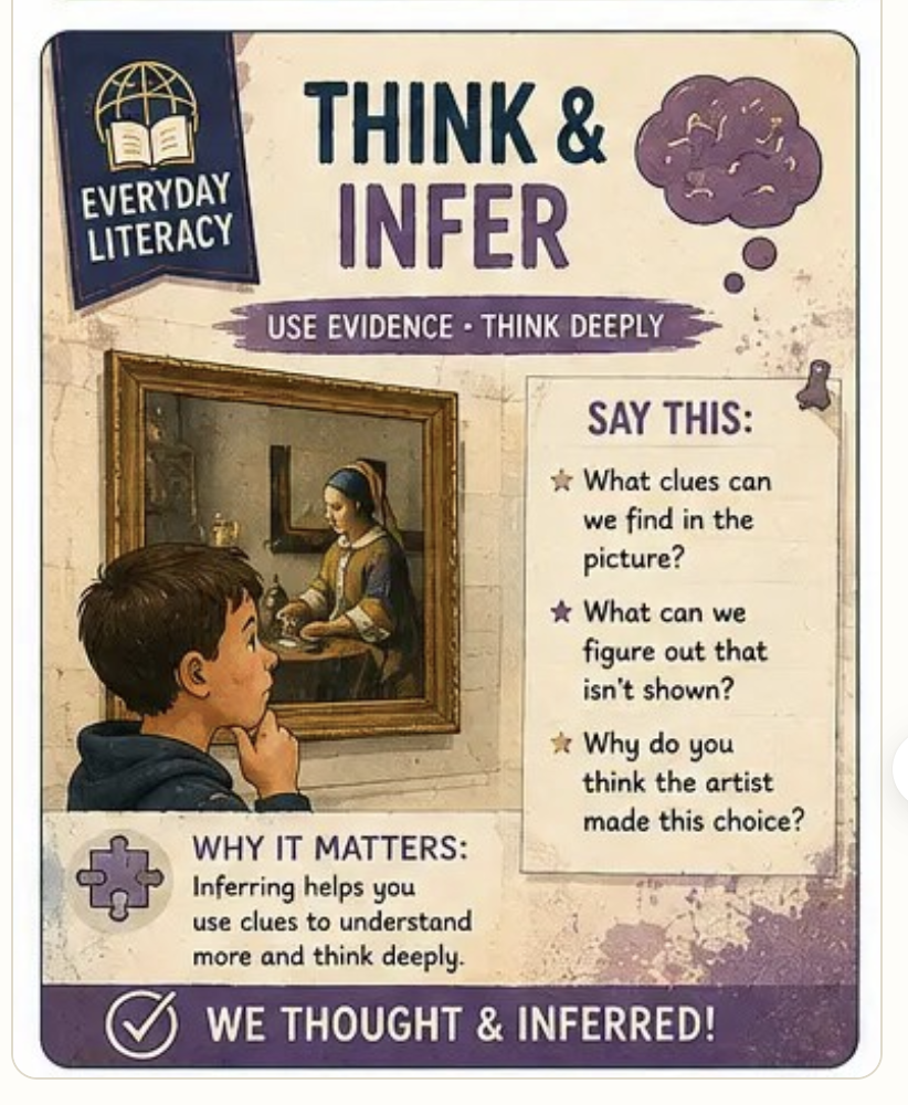Everyday Literacy card: Think & Infer — use evidence, think deeply.